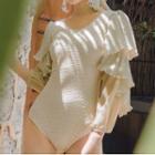 Ruffle Long-sleeve Swimsuit