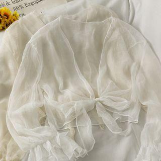 Open-front Tie-hem Sheer Light Shawl