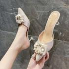 Pointy-toe Rhinestone Stiletto Heel Mules