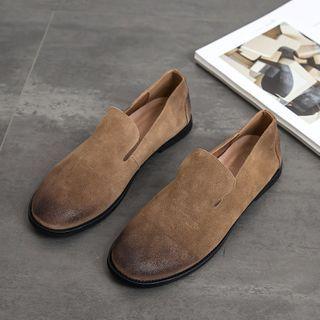 Faux Leather Washed Loafers