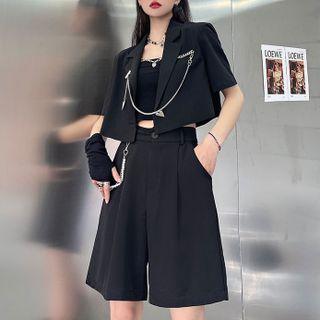 Short-sleeve Chained Blazer / Shorts / Set
