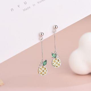 925 Sterling Silver Rhinestone Pineapple Drop Earring