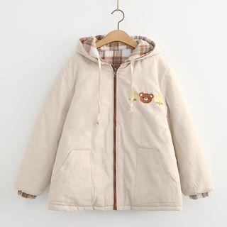 Hooded Padded Jacket Beige - One Size