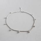 925 Sterling Silver Metal Beaded Anklet Platinum - One Size
