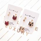 Non-matching Leopard Print Cat Dangle Earring