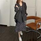 Plain Loose-fit Blazer / Floral Print Sleeveless Dress