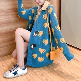 Heart Print Duffle Cardigan