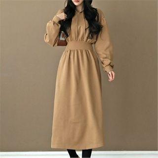 Gathered-waist Long Hoodie Dress