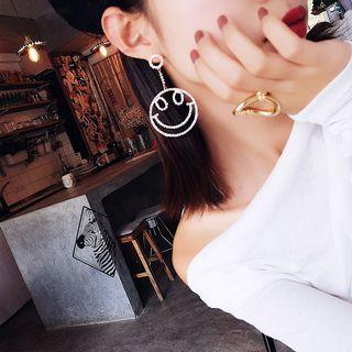 Rhinestone Smiley Face Drop Statement Earring