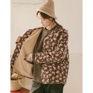 Faux-fur Lined Patterned Jacket Brown - One Size