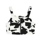 Sleeveless Cow Print Zipped Top