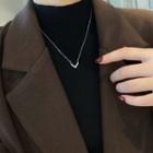 V Shape Pendant Alloy Necklace Silver - One Size