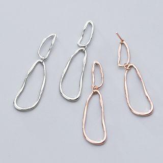 925 Sterling Silver Irregular Oval Dangle Earring
