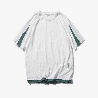 Panel Mock Two-piece Short-sleeve T-shirt