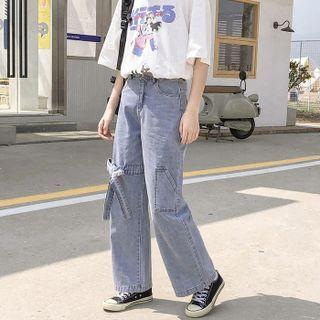 Ribbon Straight-leg Jeans