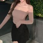 Long-sleeve Cold Shoulder Top / Skorts