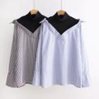 Mock Neck Panel Stripe Top