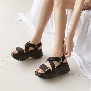 Cross-band Lug-sole Sandals