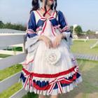 Ruffled Bell-sleeve A-line Dress / Hair Band / Bow Hair Clip