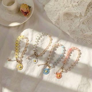 Faux Pearl Floral Bracelet