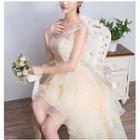 Strapless Tiered Dip Back Mini Prom Dress