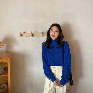 Cashmere Blend Turtleneck Knit Top
