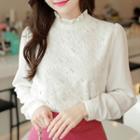 Frill-neck Lace-panel Top