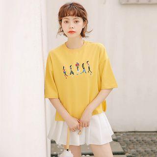 Short-sleeve Print T-shirt Yellow - One Size