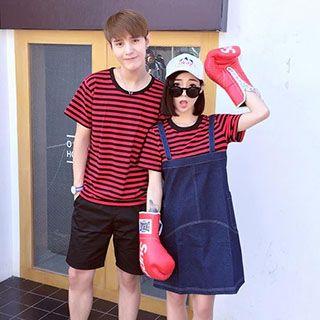 Couple Matching Striped Short Sleeve T-shirt