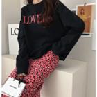 Round-neck Letter Print Pullover One Size