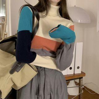 Turtleneck Panel Knit Top / Pants
