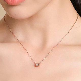 925 Sterling Silver Pendant Necklace Rose Gold - One Size