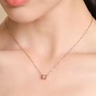 925 Sterling Silver Pendant Necklace Rose Gold - One Size