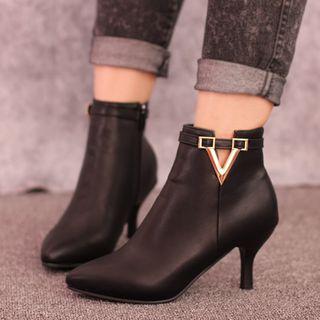 Genuine Leather Kitten Heels Ankle Boots