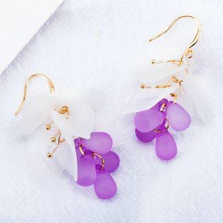 Resin Petal Dangle Earring Purple - One Size