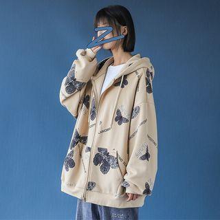 Butterfly Print Zip Hoodie