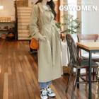 Plus Size Single-breasted Trench Coat With Sash