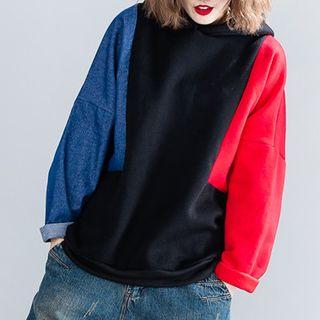 Color Block Hoodie Black - One Size