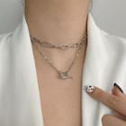 Geometric Pendant Layered Choker Necklace Silver - One Size