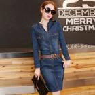 Washed Sheath Denim Dress