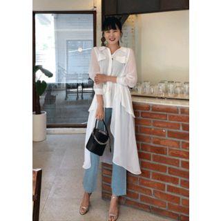 Tail-back Chiffon Shirt With Sash