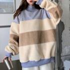 Color Block Mock-neck Sweatshirt