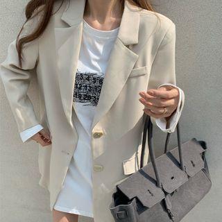 Plain Blazer / Print Loose-fit T-shirt