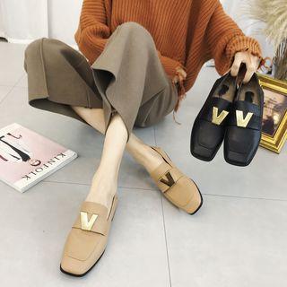 Faux Leather Low-heel Loafers