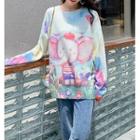 Long-sleeve Printed Sweater Elephant - One Size