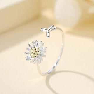 925 Sterling Silver Flower Open Ring Ring - Silver - One Size