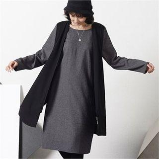 Inset Zip-up Vest Loose-fit Dress