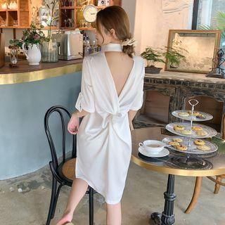 Short-sleeve Open-back Shirtdress
