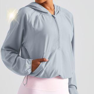 Long-sleeve Half-zip Plain Jacket