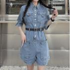 Denim Short-sleeve Romper